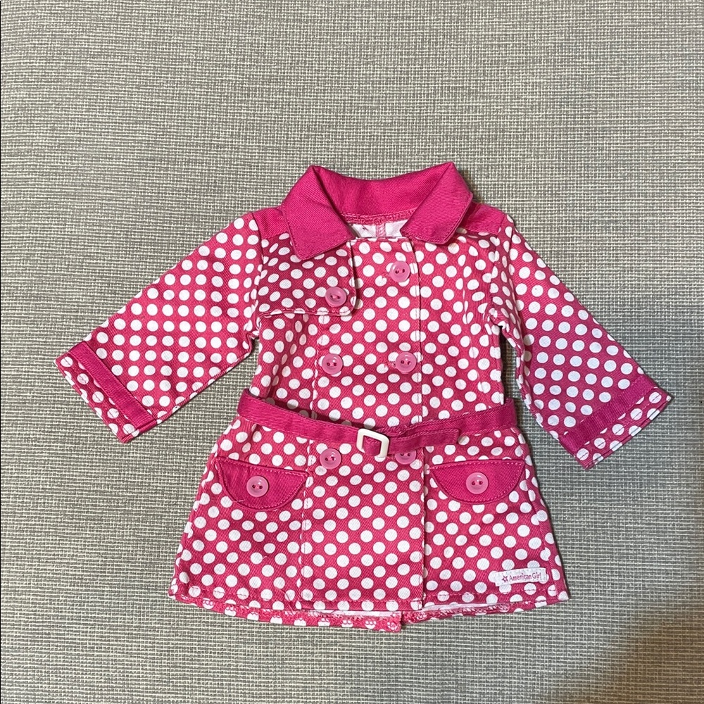 American Girl Pink Polka Dot Doll Coat